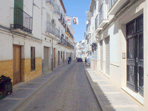 Cycling through the streets of Montefrío.